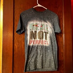 Real Not Perfect Bleached Sublimated Graphic Tee Womens Small Gildan